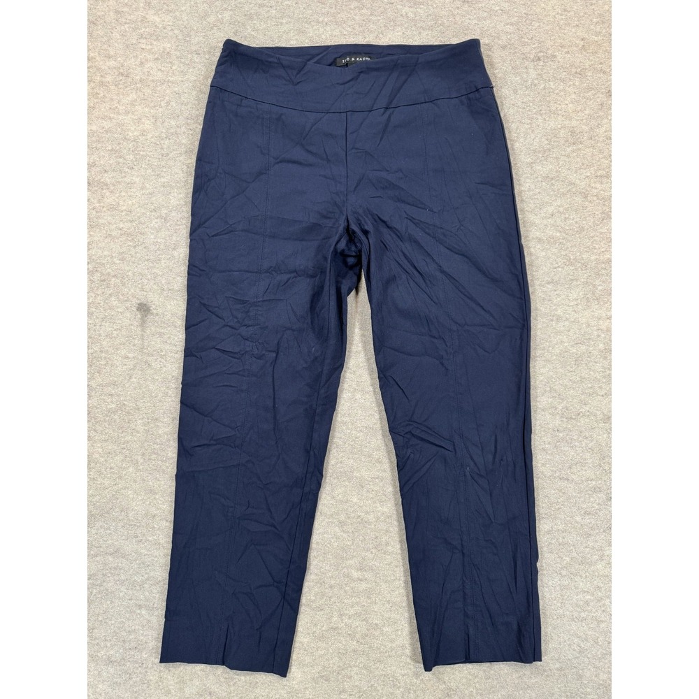 Zac & Rachel Dress Pants Womens 12 Navy Stretch Elastic Waistband Straight Leg
